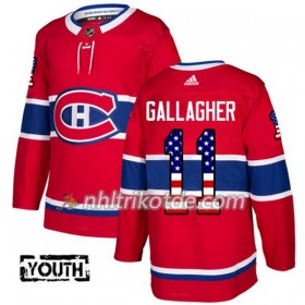 Montreal Canadiens Trikot Brendan Gallagher 11 Adidas 2017-2018 Rot USA Flag Fashion Authentic - Kinder